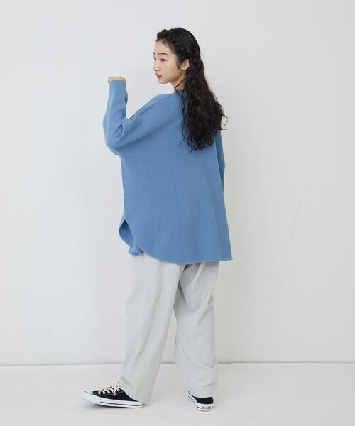 conges payes ADIEU TRISTESSE（コンジェ ペイエ アデュートリステス）の「ミラノリブポンチョニット（ニット/セーター・レディース・ネイビー/グレイッシュベージュ/ブルー・FREE）」の21枚目の写真