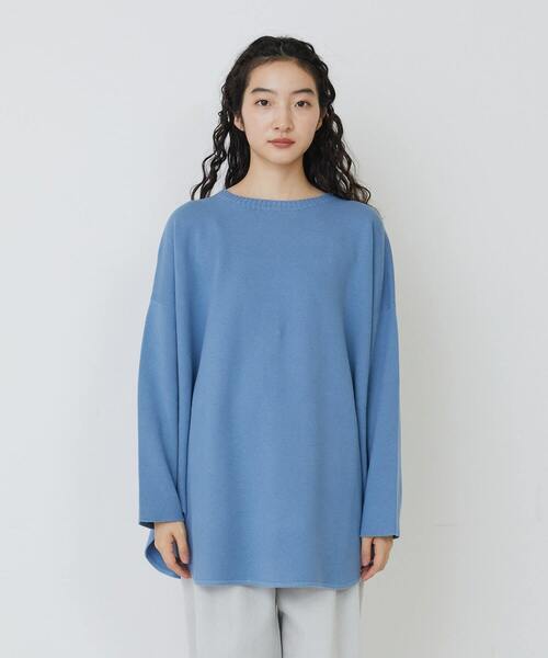 conges payes ADIEU TRISTESSE（コンジェ ペイエ アデュートリステス）の「ミラノリブポンチョニット（ニット/セーター・レディース・ネイビー/グレイッシュベージュ/ブルー・FREE）」の22枚目の写真