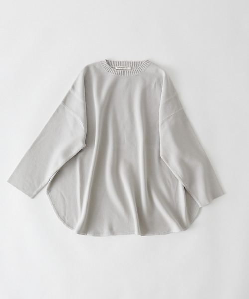 conges payes ADIEU TRISTESSE（コンジェ ペイエ アデュートリステス）の「ミラノリブポンチョニット（ニット/セーター・レディース・ネイビー/グレイッシュベージュ/ブルー・FREE）」の4枚目の写真