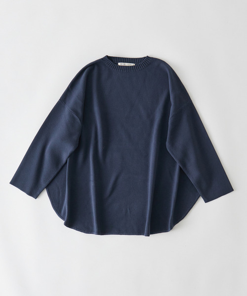 conges payes ADIEU TRISTESSE（コンジェ ペイエ アデュートリステス）の「ミラノリブポンチョニット（ニット/セーター・レディース・ネイビー/グレイッシュベージュ/ブルー・FREE）」の5枚目の写真