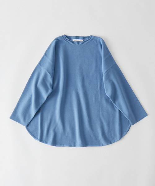 conges payes ADIEU TRISTESSE（コンジェ ペイエ アデュートリステス）の「ミラノリブポンチョニット（ニット/セーター・レディース・ネイビー/グレイッシュベージュ/ブルー・FREE）」の6枚目の写真