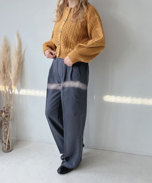 AS KNOW AS plus（アズノゥアズプラス）の「☆らくらくスラリ センタープレス タックワイドパンツ（スラックス・レディース・ブラック/チャコールグレー/ブラウン系・FREE）」の8枚目の写真