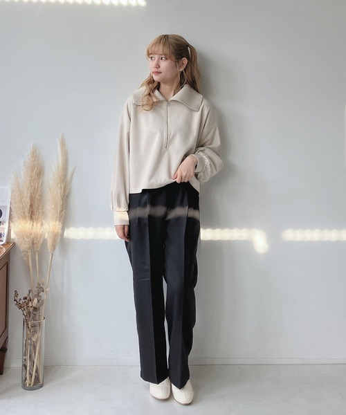 AS KNOW AS plus（アズノゥアズプラス）の「☆らくらくスラリ センタープレス タックワイドパンツ（スラックス・レディース・ブラック/チャコールグレー/ブラウン系・FREE）」の12枚目の写真
