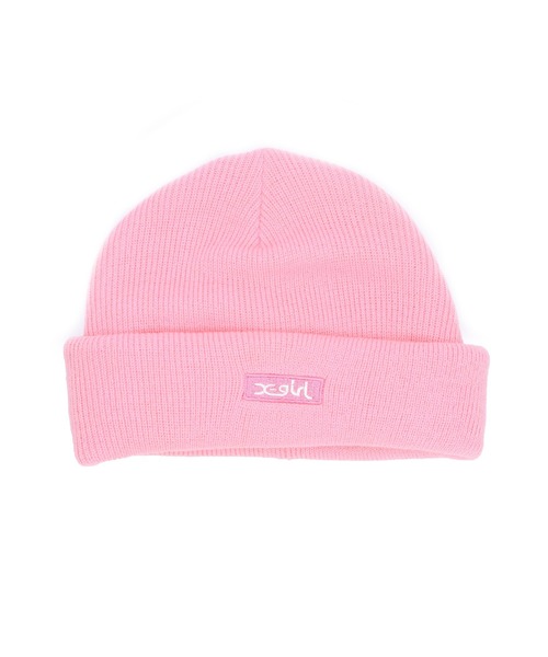 X-girl（エックスガール）の「3WAY KNIT CAP（ニットキャップ/ビーニー・レディース・グレー/ピンク・ONE SIZE）」の2枚目の写真