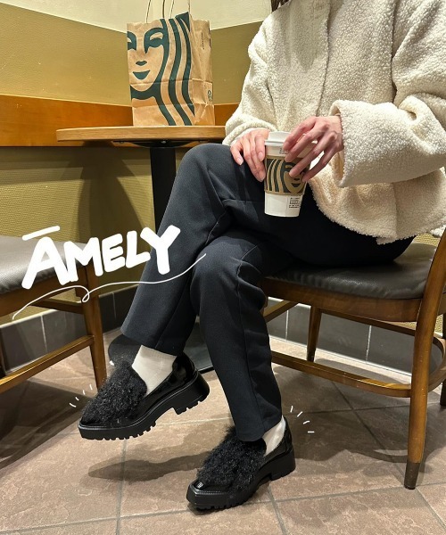 AMELY(エミリー)の「エコファーローファー(ローファー・レディース・ホワイト系1/ブラック系1/ブラック系/ホワイト系2/ブラック系2・35/37/38/36/39/40)」の18枚目の写真