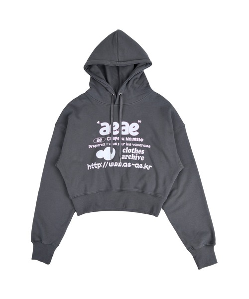 aeae（エーイーエーイー）の「Doodle Web Logo Crop Hoodie