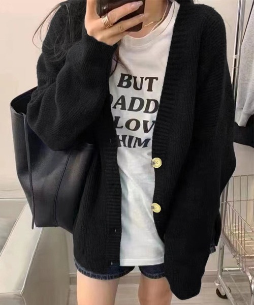 Miniministore(ミニミニストア)の「ニットカーディガン Vネック 中厚手秋冬(カーディガン/ボレロ・レディース・ブラック/アイボリー/ブラウン・フリー)」の3枚目の写真