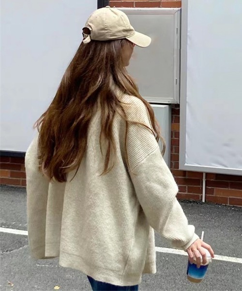 Miniministore(ミニミニストア)の「ニットカーディガン Vネック 中厚手秋冬(カーディガン/ボレロ・レディース・ブラック/アイボリー/ブラウン・フリー)」の6枚目の写真