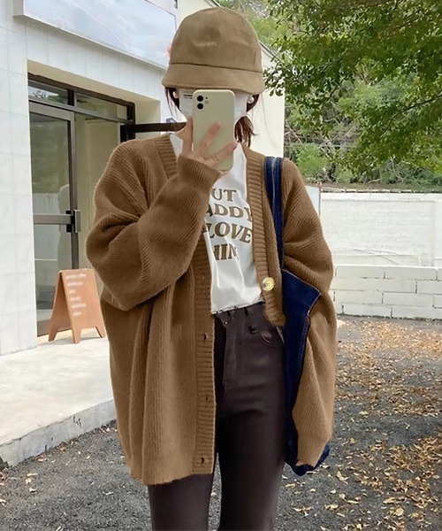 Miniministore(ミニミニストア)の「ニットカーディガン Vネック 中厚手秋冬(カーディガン/ボレロ・レディース・ブラック/アイボリー/ブラウン・フリー)」の11枚目の写真