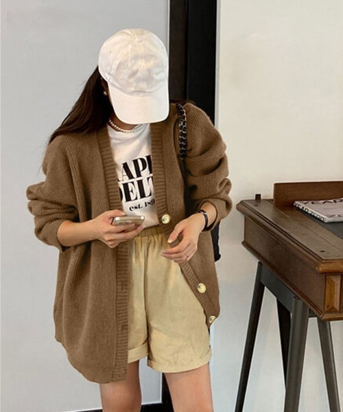 Miniministore(ミニミニストア)の「ニットカーディガン Vネック 中厚手秋冬(カーディガン/ボレロ・レディース・ブラック/アイボリー/ブラウン・フリー)」の12枚目の写真