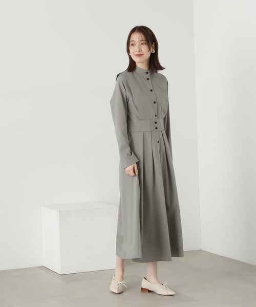 N.（N. Natural Beauty Basic）（エヌエヌナチュラルビューティーベーシック）の「【S Size Line】◆タックショルダーロングワンピース（ワンピース・レディース・グレー/ホワイト・MEDIUM/SMALL）」の5枚目の写真