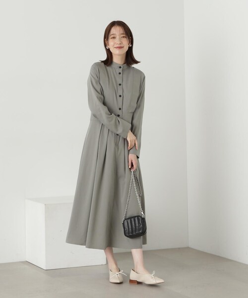 N.（N. Natural Beauty Basic）（エヌエヌナチュラルビューティーベーシック）の「【S Size Line】◆タックショルダーロングワンピース（ワンピース・レディース・グレー/ホワイト・MEDIUM/SMALL）」の8枚目の写真