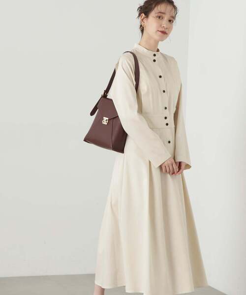 N.（N. Natural Beauty Basic）（エヌエヌナチュラルビューティーベーシック）の「【S Size Line】◆タックショルダーロングワンピース（ワンピース・レディース・グレー/ホワイト・MEDIUM/SMALL）」の12枚目の写真