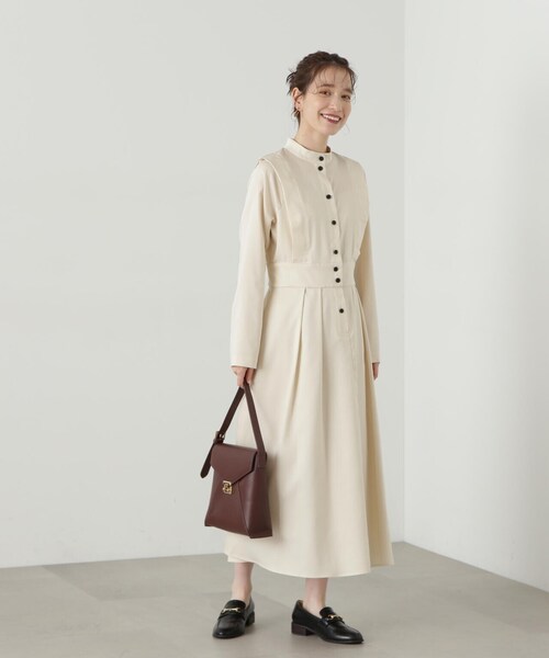 N.（N. Natural Beauty Basic）（エヌエヌナチュラルビューティーベーシック）の「【S Size Line】◆タックショルダーロングワンピース（ワンピース・レディース・グレー/ホワイト・MEDIUM/SMALL）」の13枚目の写真