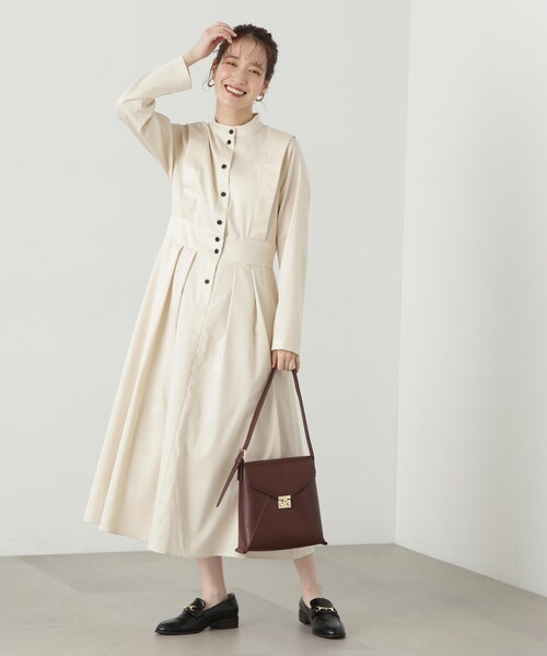 N.（N. Natural Beauty Basic）（エヌエヌナチュラルビューティーベーシック）の「【S Size Line】◆タックショルダーロングワンピース（ワンピース・レディース・グレー/ホワイト・MEDIUM/SMALL）」の16枚目の写真