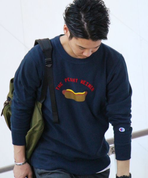 Champion(チャンピオン)の「◇CHAMPION*Mark McNairy*417別注 HOT DOG スウェット(スウェット・メンズ・ライトグレー/ネイビー・X-LARGE/MEDIUM/LARGE)」の14枚目の写真