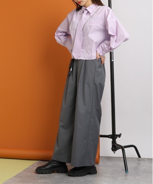 RAGEBLUE(レイジブルー)の「2WAY/袖タック/クロップドネクタイシャツ(シャツ/ブラウス・レディース・ピンク/ブルー/ホワイト・FREE)」の9枚目の写真