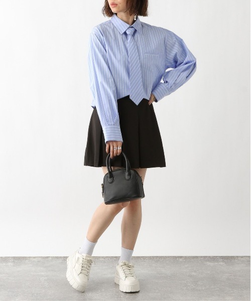 RAGEBLUE(レイジブルー)の「2WAY/袖タック/クロップドネクタイシャツ(シャツ/ブラウス・レディース・ピンク/ブルー/ホワイト・FREE)」の19枚目の写真