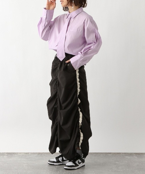 RAGEBLUE(レイジブルー)の「2WAY/袖タック/クロップドネクタイシャツ(シャツ/ブラウス・レディース・ピンク/ブルー/ホワイト・FREE)」の17枚目の写真