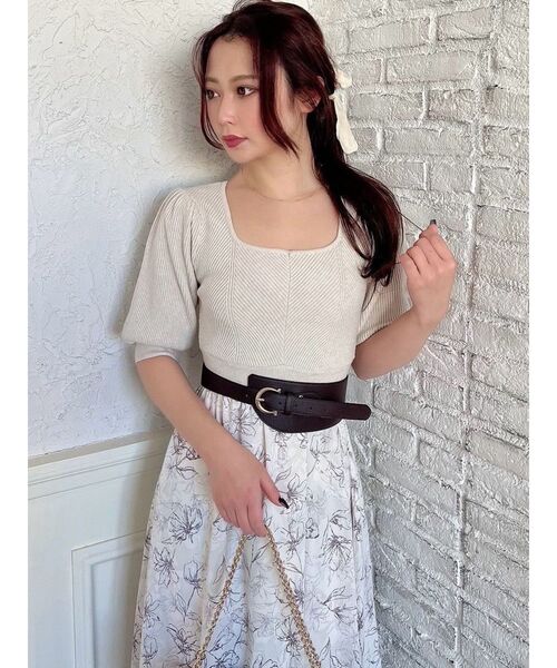 RESEXXY（リゼクシー）の「モノクロマティックフレアワンピース（ワンピース・レディース・アイボリー/ブラック/ブルー・FREE）」の7枚目の写真