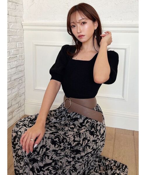 RESEXXY（リゼクシー）の「モノクロマティックフレアワンピース（ワンピース・レディース・アイボリー/ブラック/ブルー・FREE）」の13枚目の写真