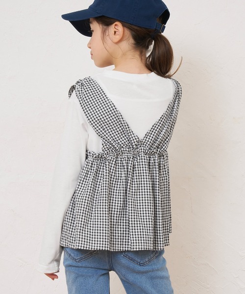 【美品】バスコ　BASCO ギンガムチェック コットンカットソー トップス 洗える】甘すぎないギンガムチェック トップス（カットソー