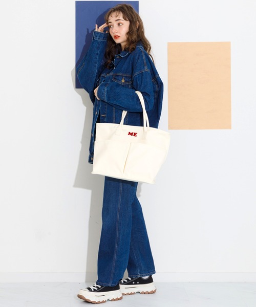 ACCOMMODE（アコモデ）の「キャンバスサガラMEトートバッグ（トートバッグ・レディース・ブルー/グリーン/アイボリー/ピンク/パープル・FREE）」の6枚目の写真