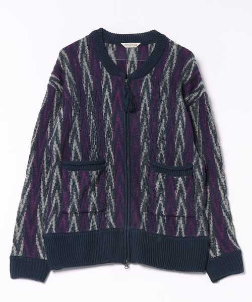 DOUBLE NAME（ダブルネーム）の「ジグザグジャガードZIPカーディガン（カーディガン/ボレロ・レディース・ベージュ系/ネイビー/グリーン・FREE）」の17枚目の写真