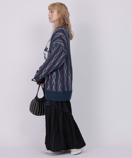 DOUBLE NAME（ダブルネーム）の「ジグザグジャガードZIPカーディガン（カーディガン/ボレロ・レディース・ベージュ系/ネイビー/グリーン・FREE）」の11枚目の写真