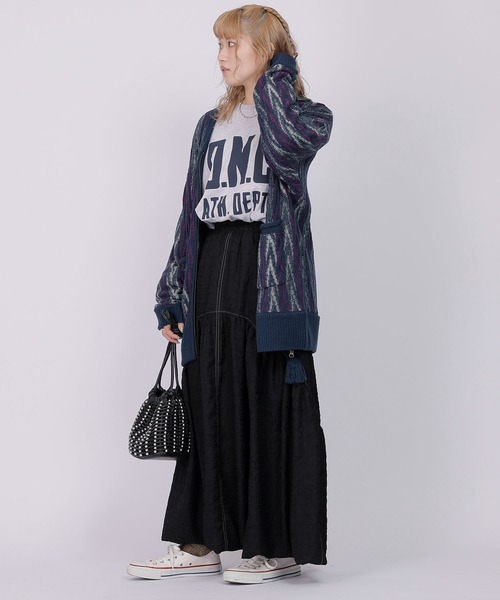 DOUBLE NAME（ダブルネーム）の「ジグザグジャガードZIPカーディガン（カーディガン/ボレロ・レディース・ベージュ系/ネイビー/グリーン・FREE）」の14枚目の写真