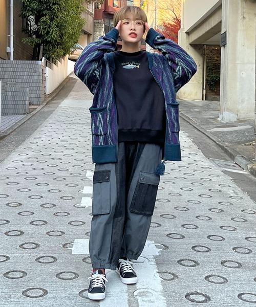 DOUBLE NAME（ダブルネーム）の「ジグザグジャガードZIPカーディガン（カーディガン/ボレロ・レディース・ベージュ系/ネイビー/グリーン・FREE）」の21枚目の写真