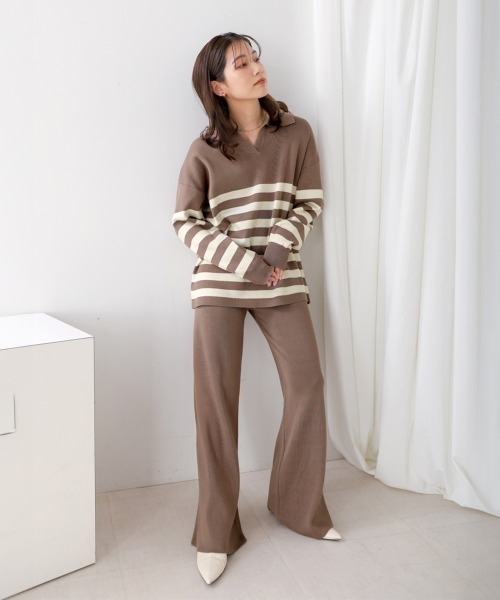 Bou Jeloud（ブージュルード）の「ボーダー襟付きセットアップ（セットアップ・レディース・ブラック/グレー・38）」の18枚目の写真