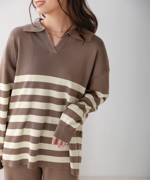 Bou Jeloud（ブージュルード）の「ボーダー襟付きセットアップ（セットアップ・レディース・ブラック/グレー・38）」の17枚目の写真