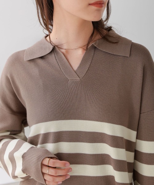 Bou Jeloud（ブージュルード）の「ボーダー襟付きセットアップ（セットアップ・レディース・ブラック/グレー・38）」の11枚目の写真