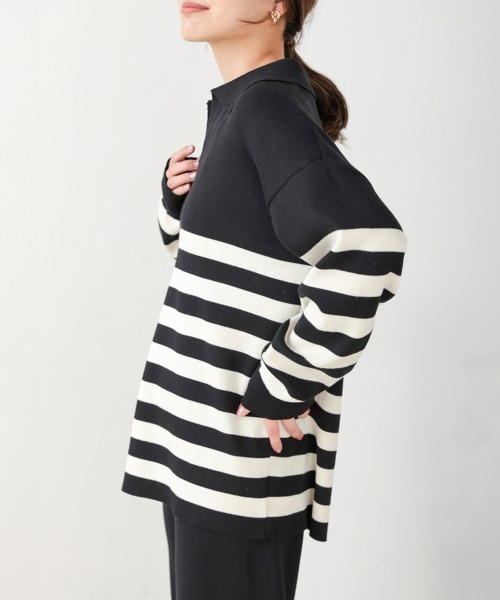 Bou Jeloud（ブージュルード）の「ボーダー襟付きセットアップ（セットアップ・レディース・ブラック/グレー・38）」の8枚目の写真