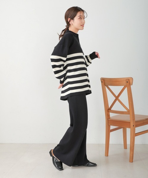 Bou Jeloud（ブージュルード）の「ボーダー襟付きセットアップ（セットアップ・レディース・ブラック/グレー・38）」の7枚目の写真