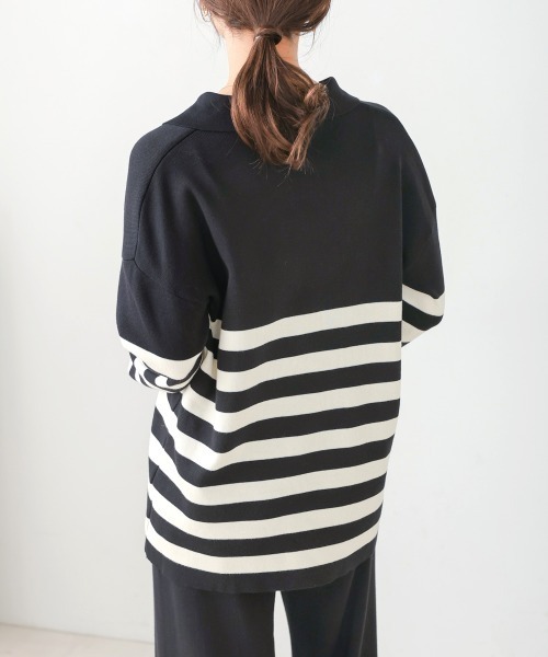 Bou Jeloud（ブージュルード）の「ボーダー襟付きセットアップ（セットアップ・レディース・ブラック/グレー・38）」の6枚目の写真