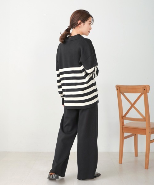 Bou Jeloud（ブージュルード）の「ボーダー襟付きセットアップ（セットアップ・レディース・ブラック/グレー・38）」の5枚目の写真