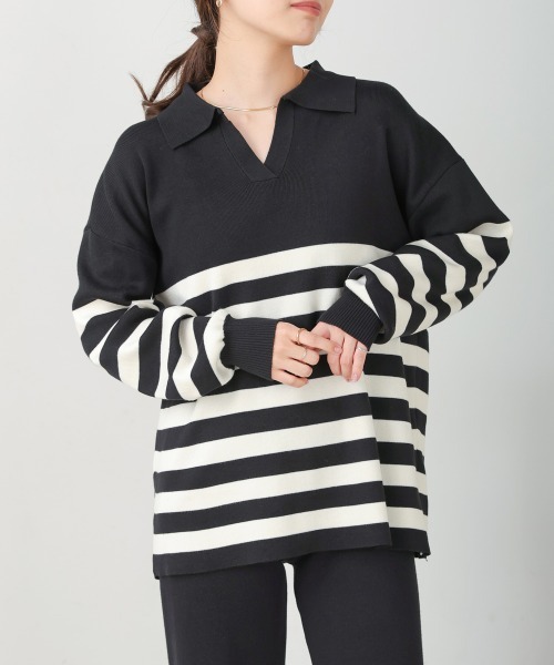 Bou Jeloud（ブージュルード）の「ボーダー襟付きセットアップ（セットアップ・レディース・ブラック/グレー・38）」の19枚目の写真