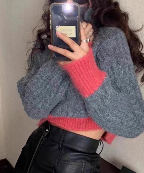 ニット セーター モヘアタッチバイカラータートルネックニット レディース モヘアタッチバイカラータートルネックニット（ニット/セーター