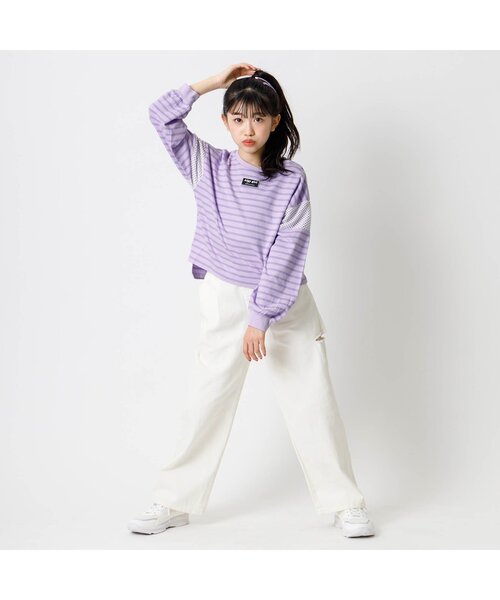 algy(アルジー)の「メッシュ切替ボーダーロンT(Tシャツ/カットソー・キッズ・ブルー/ラベンダー/ブラック・XXX-SMALL/XX-SMALL/X-SMALL/MEDIUM/SMALL)」の12枚目の写真