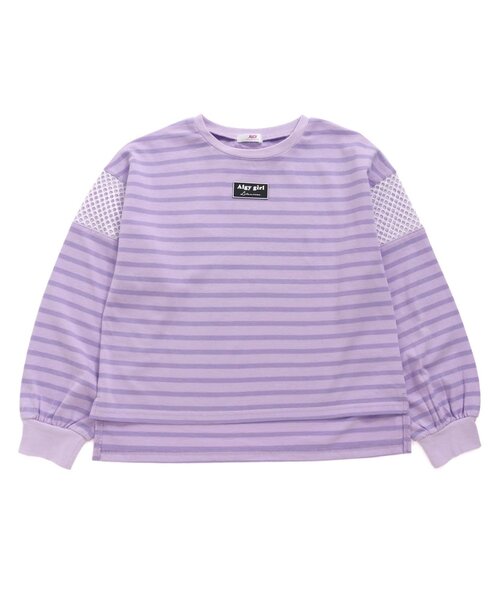 algy(アルジー)の「メッシュ切替ボーダーロンT(Tシャツ/カットソー・キッズ・ブルー/ラベンダー/ブラック・XXX-SMALL/XX-SMALL/X-SMALL/MEDIUM/SMALL)」の9枚目の写真