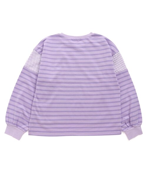 algy(アルジー)の「メッシュ切替ボーダーロンT(Tシャツ/カットソー・キッズ・ブルー/ラベンダー/ブラック・XXX-SMALL/XX-SMALL/X-SMALL/MEDIUM/SMALL)」の5枚目の写真