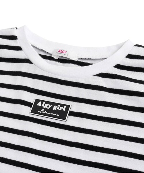 algy(アルジー)の「メッシュ切替ボーダーロンT(Tシャツ/カットソー・キッズ・ブルー/ラベンダー/ブラック・XXX-SMALL/XX-SMALL/X-SMALL/MEDIUM/SMALL)」の4枚目の写真