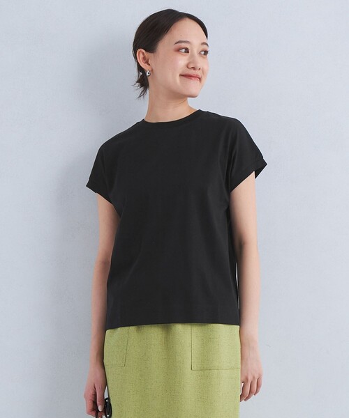 green label relaxing(グリーンレーベルリラクシング)の「グロッシー フレンチスリーブ Tシャツ(Tシャツ/カットソー・レディース・ブラック/オフホワイト/オレンジ/その他1/コバルトブルー・40/38)」の7枚目の写真