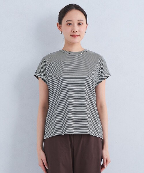 green label relaxing(グリーンレーベルリラクシング)の「グロッシー フレンチスリーブ Tシャツ(Tシャツ/カットソー・レディース・ブラック/オフホワイト/オレンジ/その他1/コバルトブルー・40/38)」の10枚目の写真