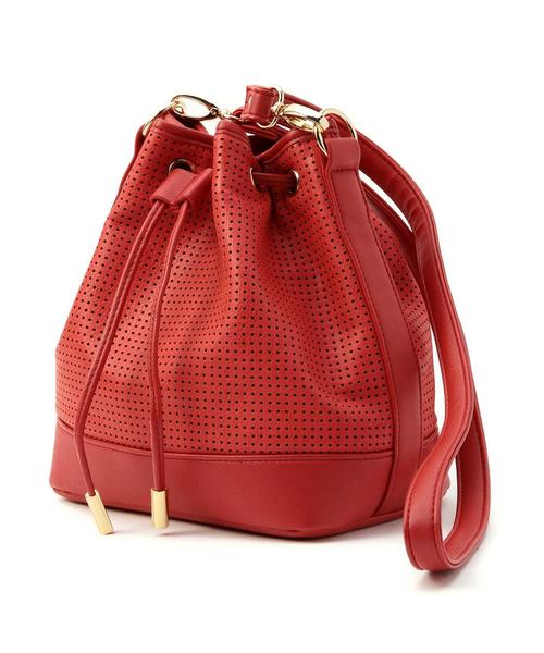 ODETTE E ODILE（オデットエオディール）の「L&O パンチングドローストリング2ウェイ バッグ（ショルダーバッグ・レディース・ホワイト/シルバー/レッド・フリー）」の10枚目の写真