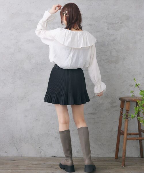 RETRO GIRL(レトロガール)の「袖チュールフリル襟ブラウス(シャツ/ブラウス・レディース・ブラック/オフホワイト/グリーン・FREE)」の8枚目の写真