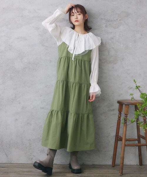 RETRO GIRL(レトロガール)の「袖チュールフリル襟ブラウス(シャツ/ブラウス・レディース・ブラック/オフホワイト/グリーン・FREE)」の13枚目の写真