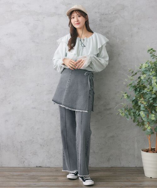 RETRO GIRL(レトロガール)の「袖チュールフリル襟ブラウス(シャツ/ブラウス・レディース・ブラック/オフホワイト/グリーン・FREE)」の15枚目の写真